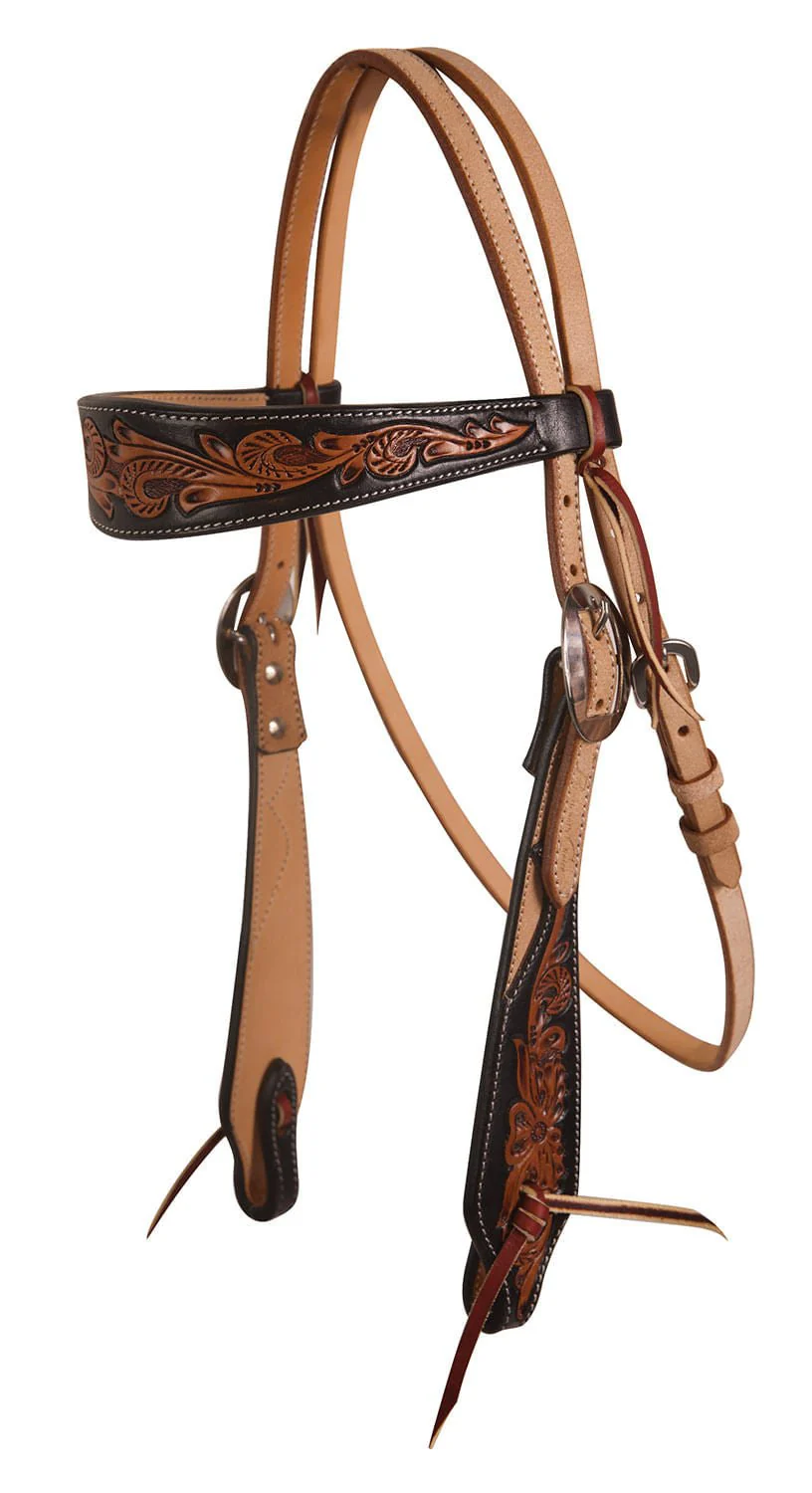 Professional's Choice Black Floral Roughout Browband Headstall - Pet's Shop