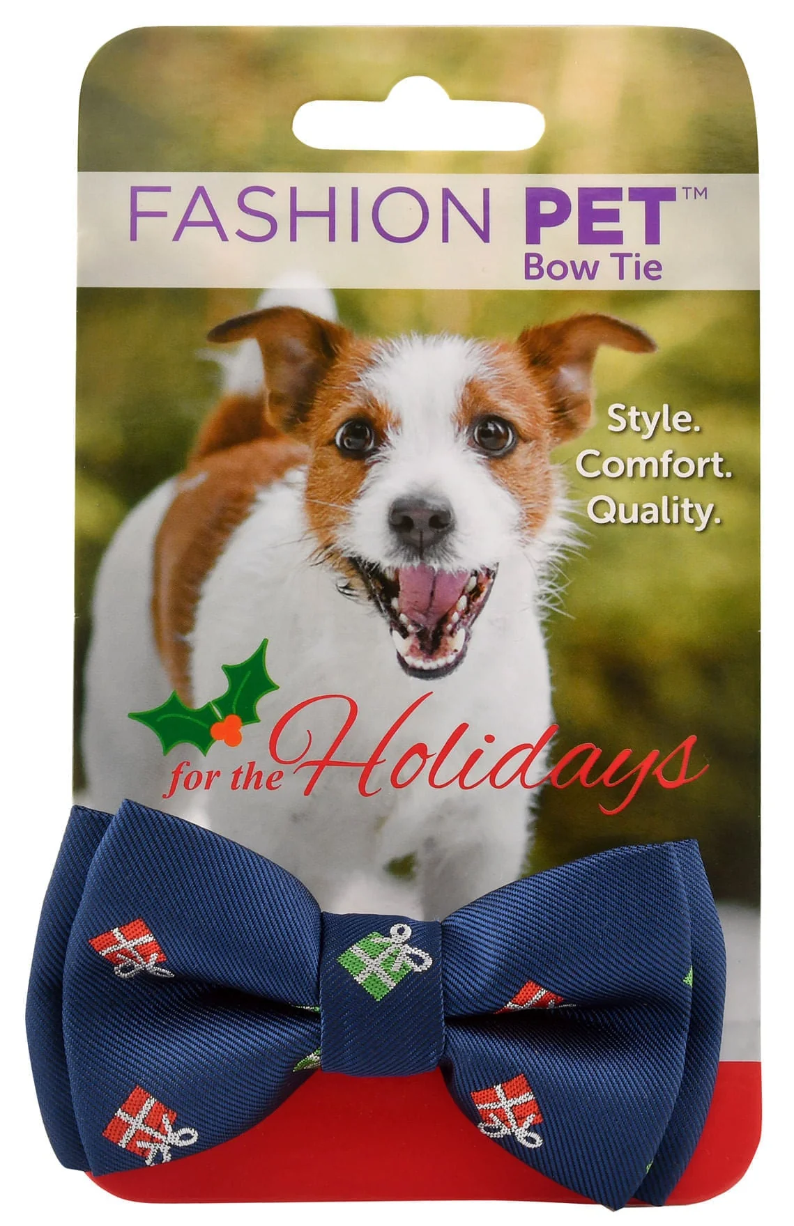 Present Motif Christmas Dog Bow Tie - Pet's Shop