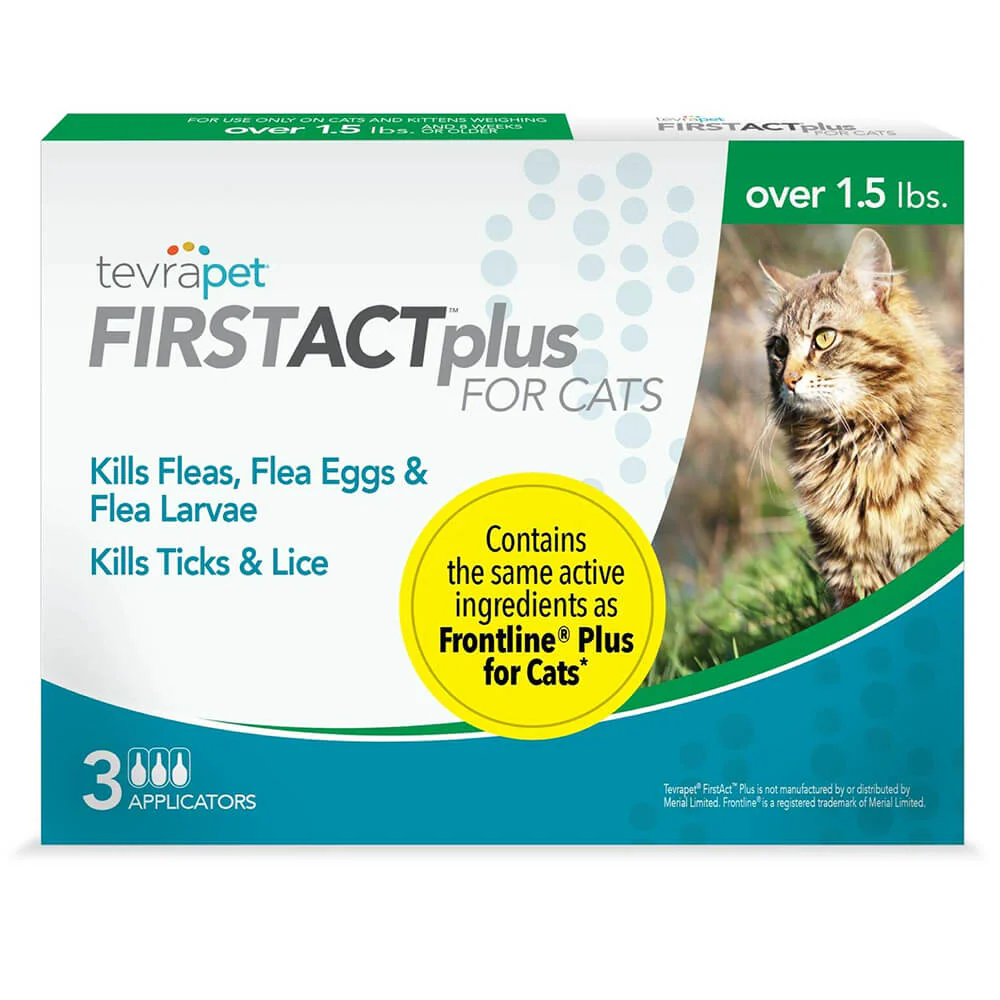TevraPet FirstAct Plus for Cats, Over 1.5 lbs, 3 Doses - Pet's Shop