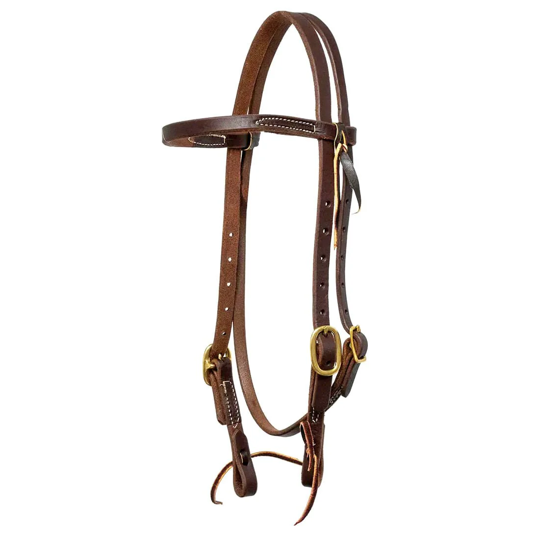 Poplar Head Saddlery Oiled Harness Leather Browband Headstall w/ Waterloop Ends - Pet's Shop