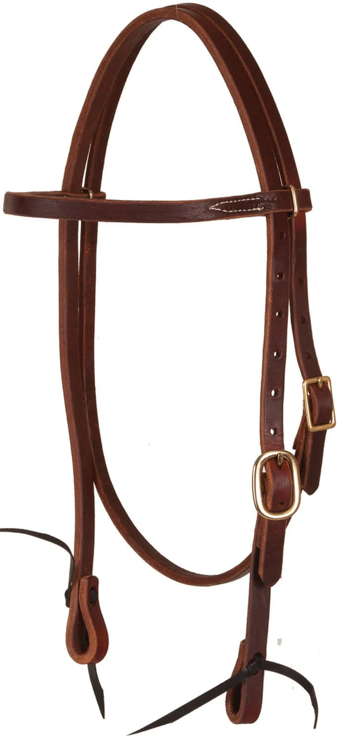 Oxbow Tack Premium Harness Leather Pre-Oiled Browband Headstall - Pet's Shop