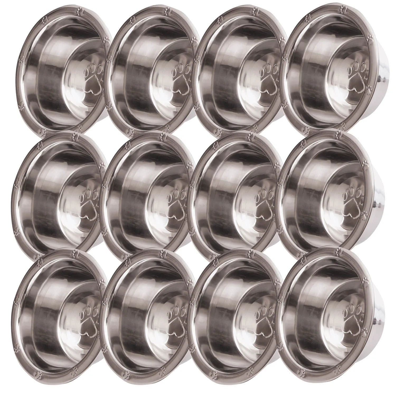 Stainless Steel Embossed Wide-Lip Food & Water Pet Bowls - Pet's Shop