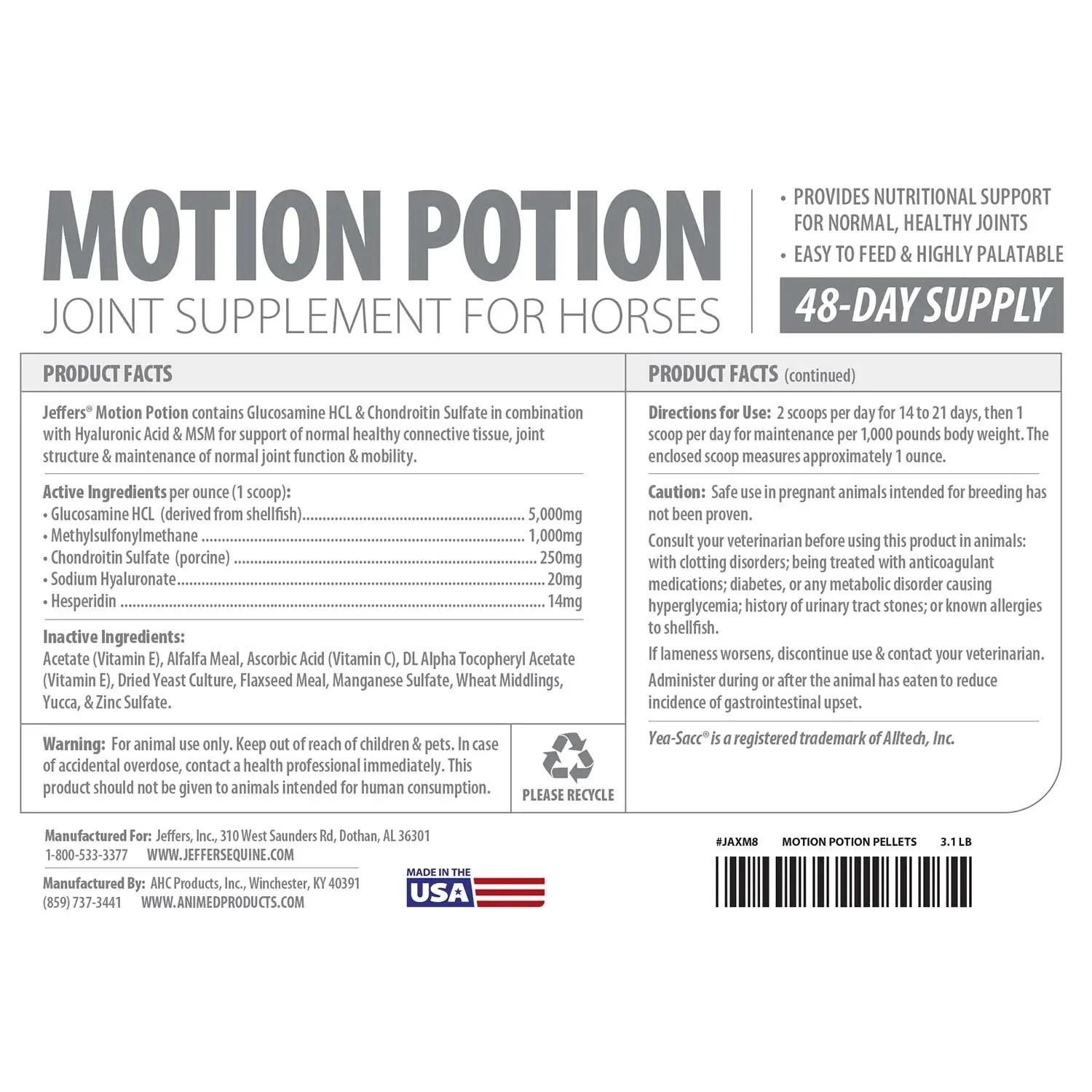 Motion Potion Pellets Joint Supplement for Horses - Pet's Shop