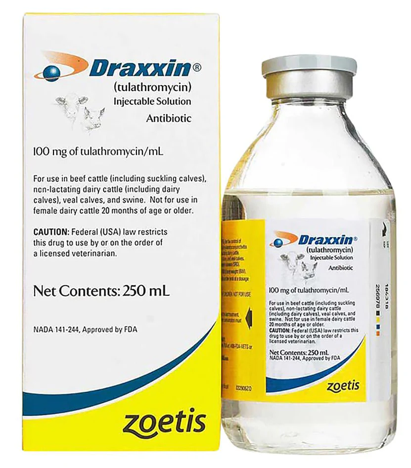 Rx Draxxin (tulathromycin) Injectable Solution for Swine & Cattle, 100 mg/mL - Pet's Shop