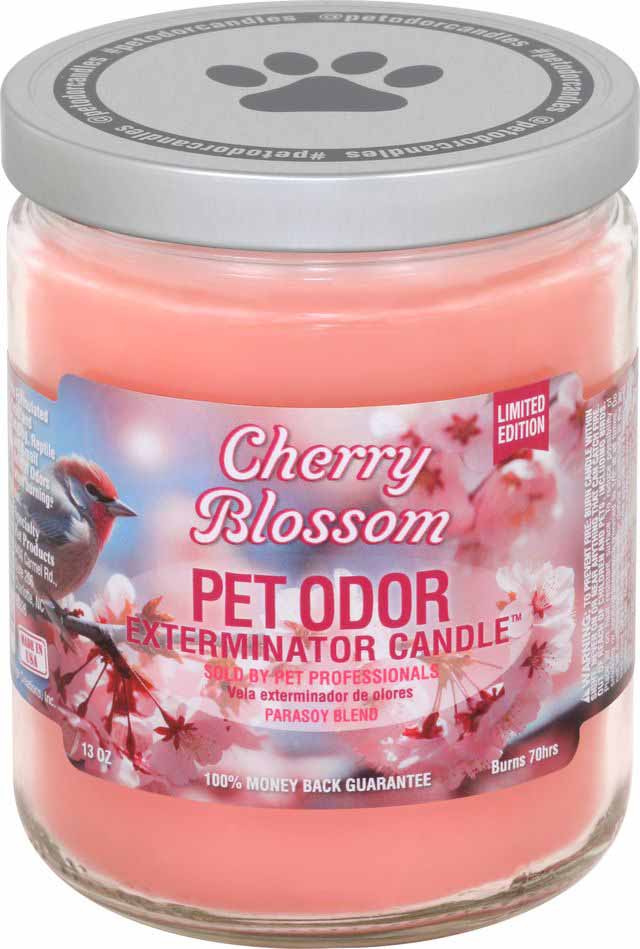 Pet Odor Exterminator Candle, Cherry Blossom, 13 oz - Pet's Shop