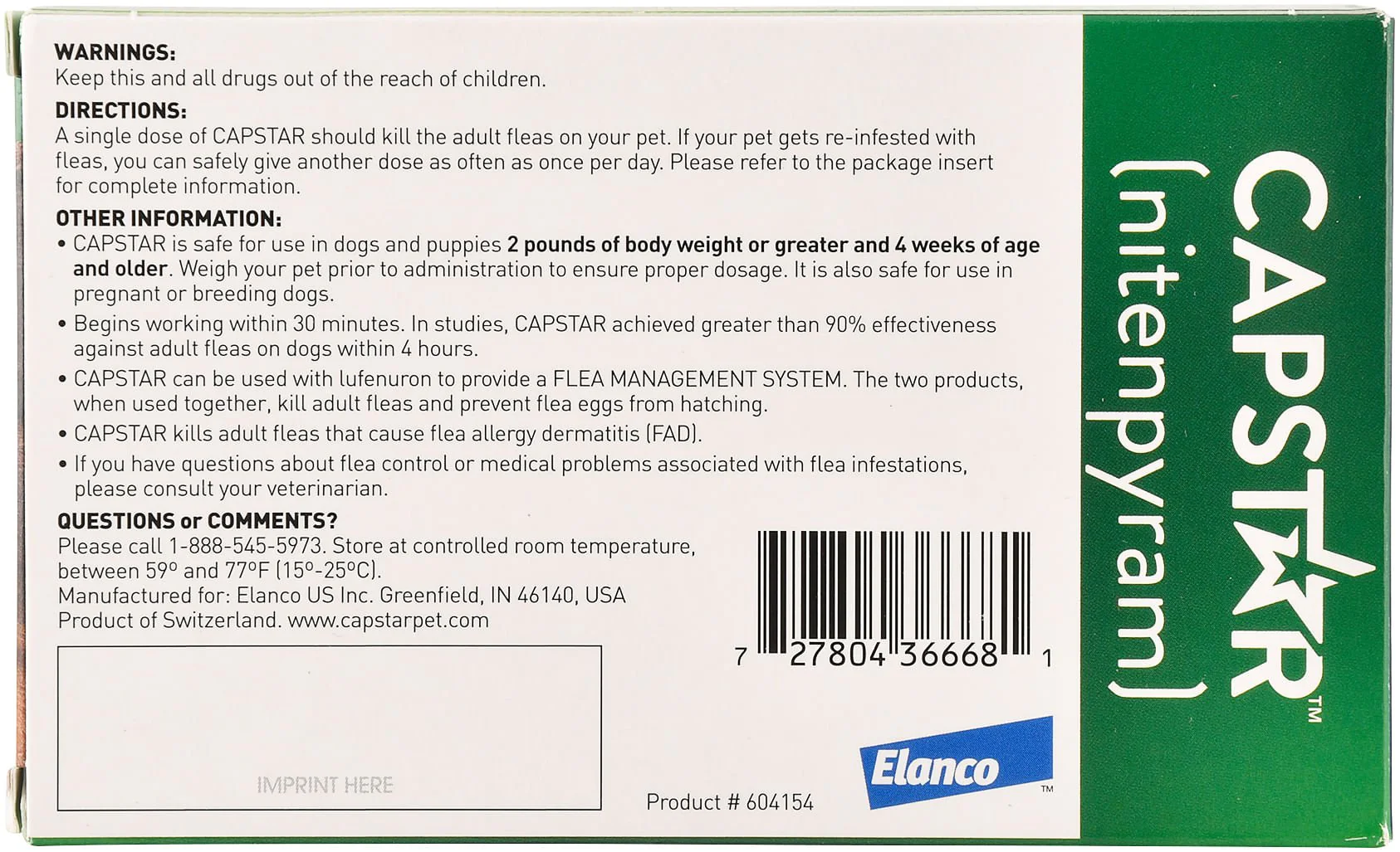 Capstar Oral Flea Treatment for Dogs - Pet's Shop