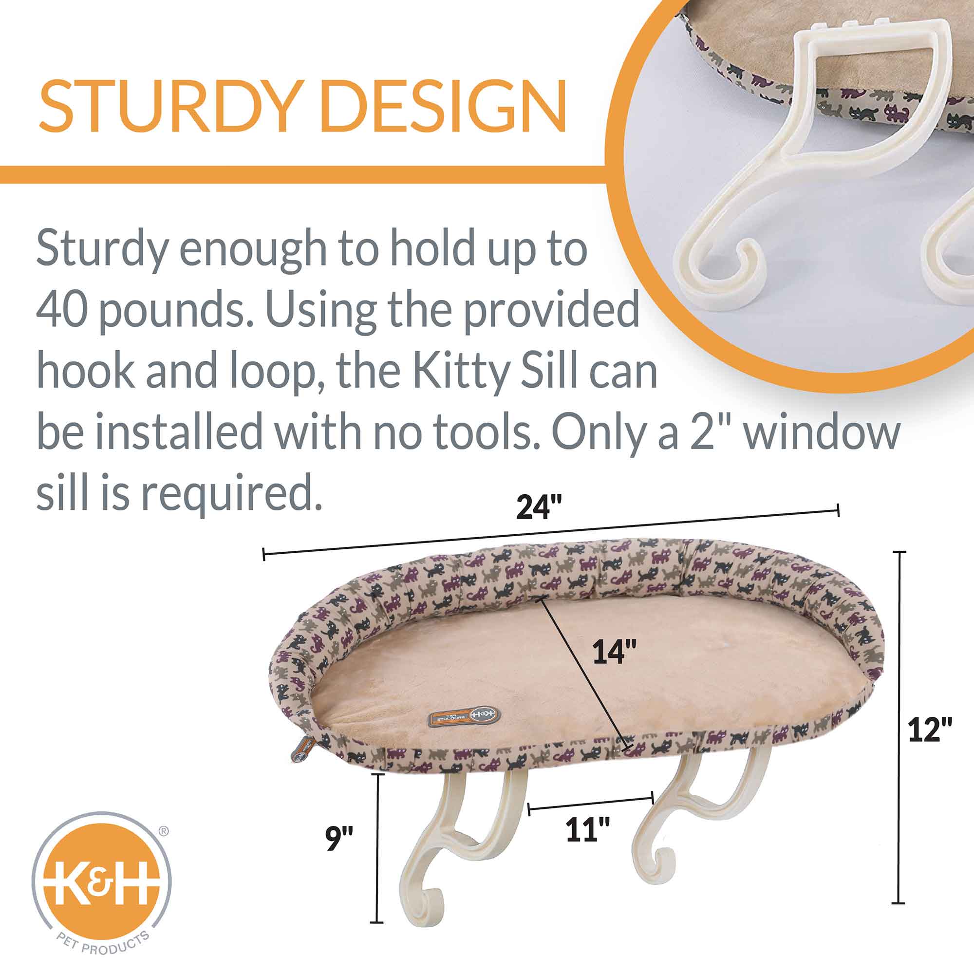 K&H Pet Products Deluxe Kitty Sill with Removable Bolster - Pet's Shop