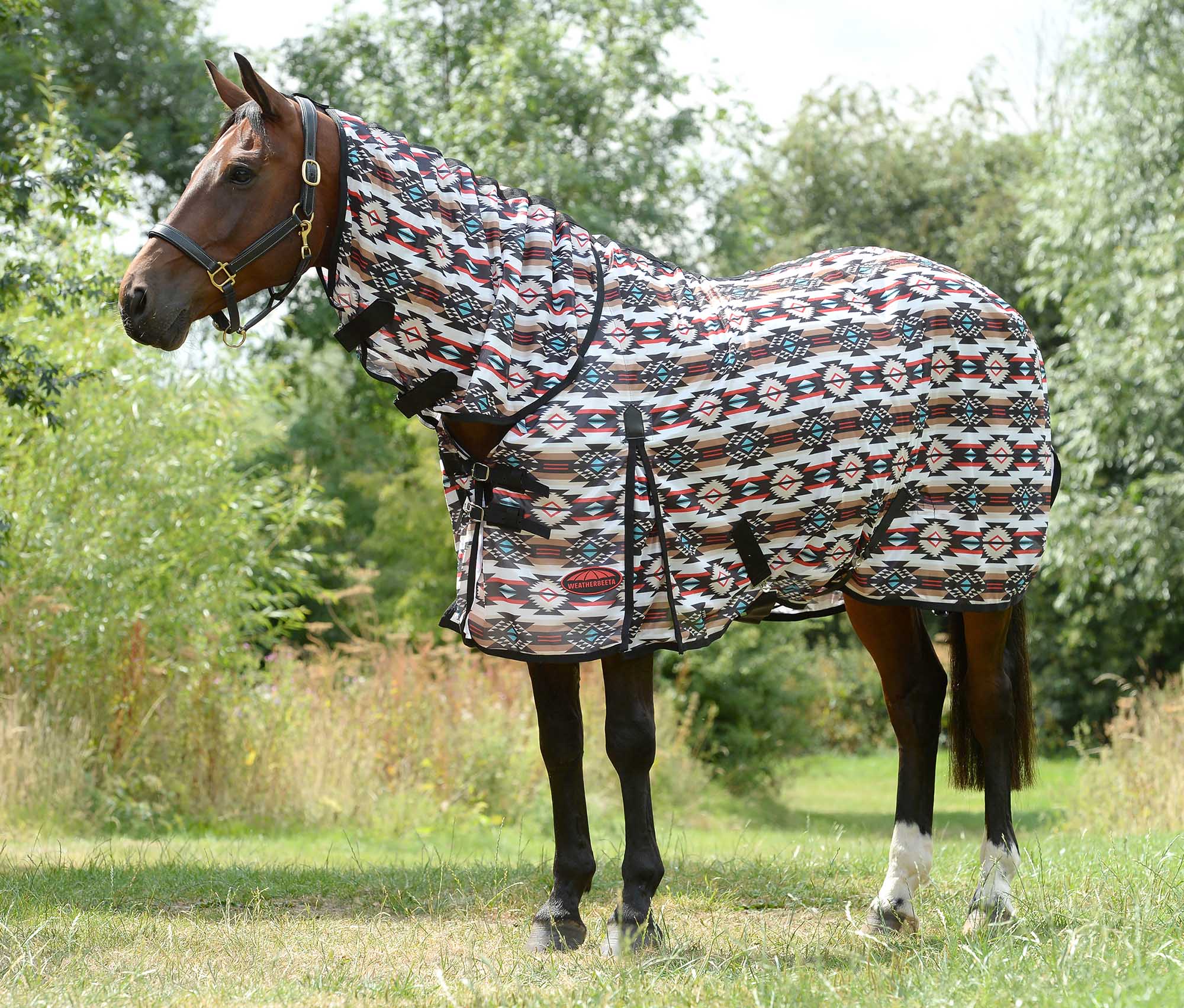 WeatherBeeta ComFITec Essential Mesh II Combo Neck Horse Fly Sheet, Diamond Navajo - Pet's Shop