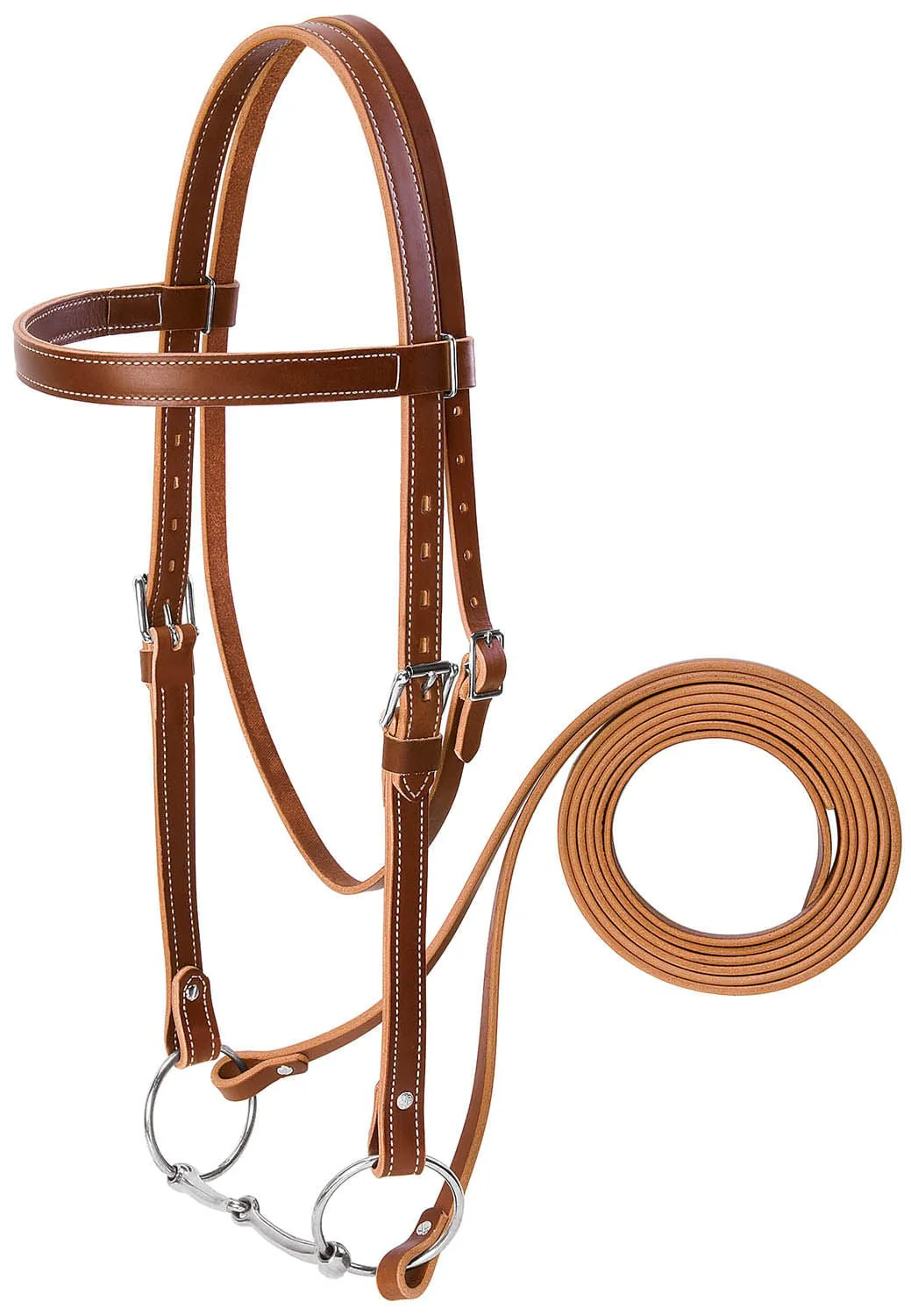 Weaver Leather Draft Horse 3 Piece - Bridle, Reins, & Snaffle Bit Set - Pet's Shop