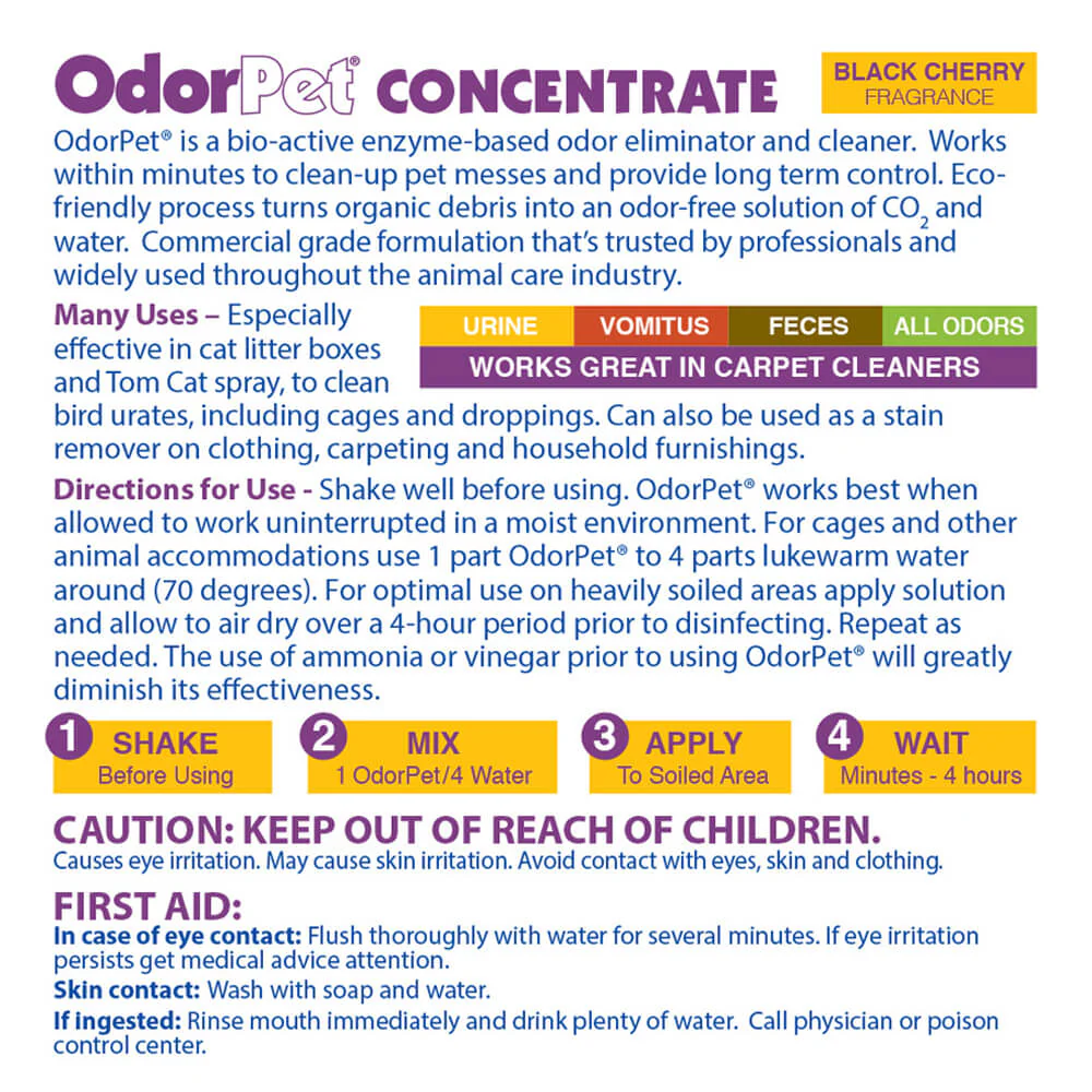 OdorPet Stain and Odor Remover Concentrate, ? Gallon - Pet's Shop