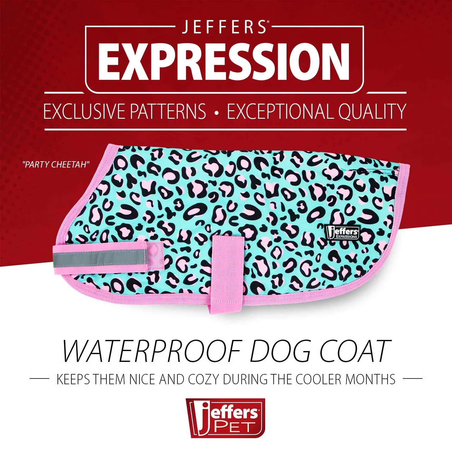 Expression Waterproof Ripstop Dog Coat, Party Cheetah - Pet's Shop