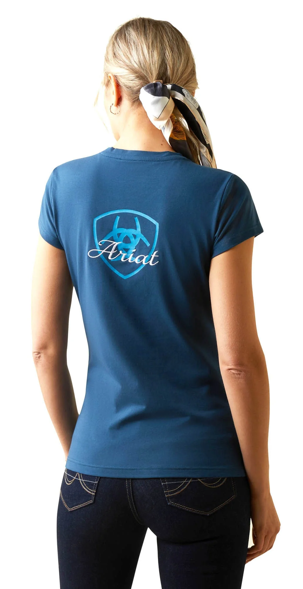 Ariat Women's Logo Script T-Shirt, Deep Petroleum - Pet's Shop