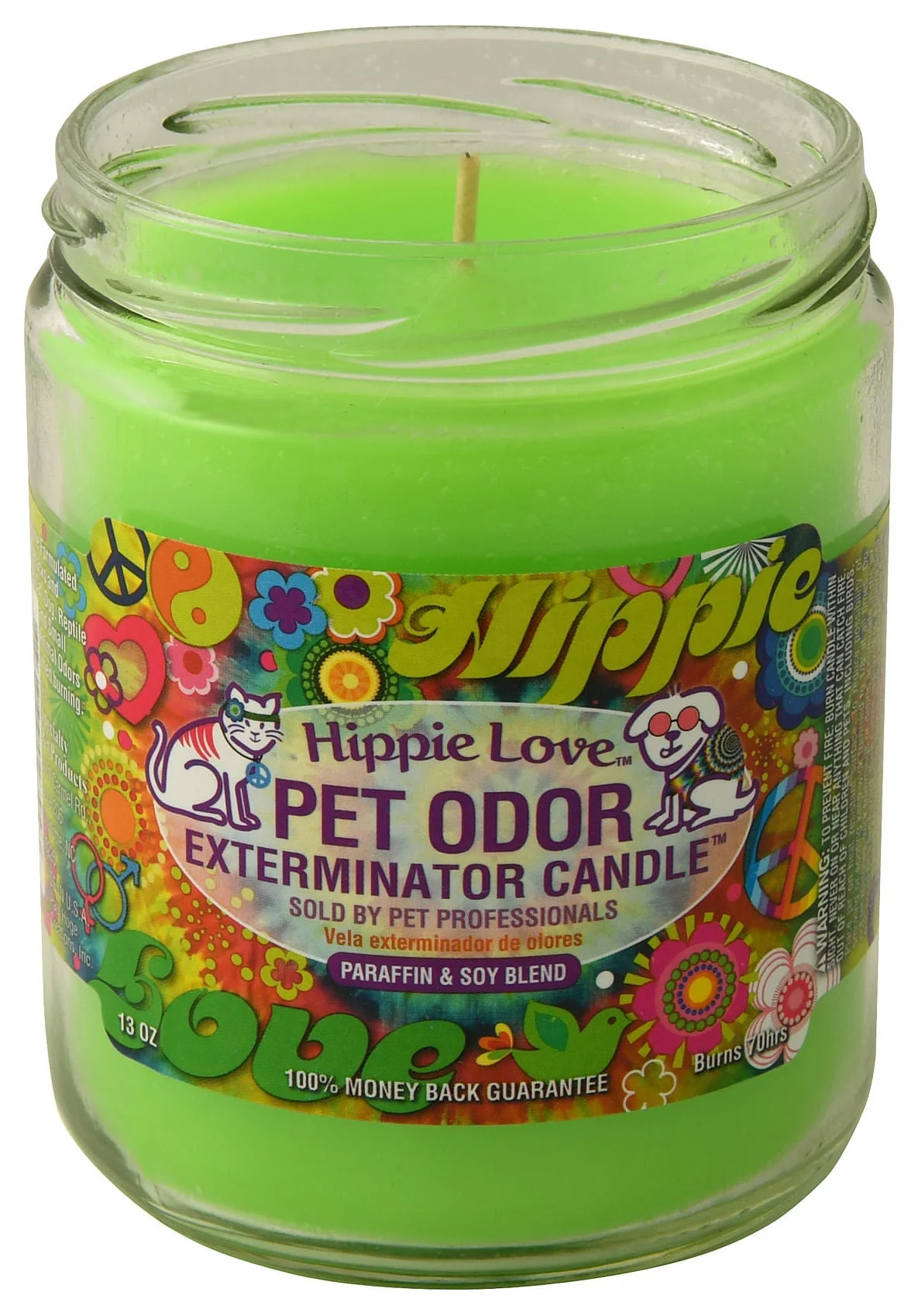 Pet Odor Exterminator Candle, Hippie Love, 13 oz - Pet's Shop