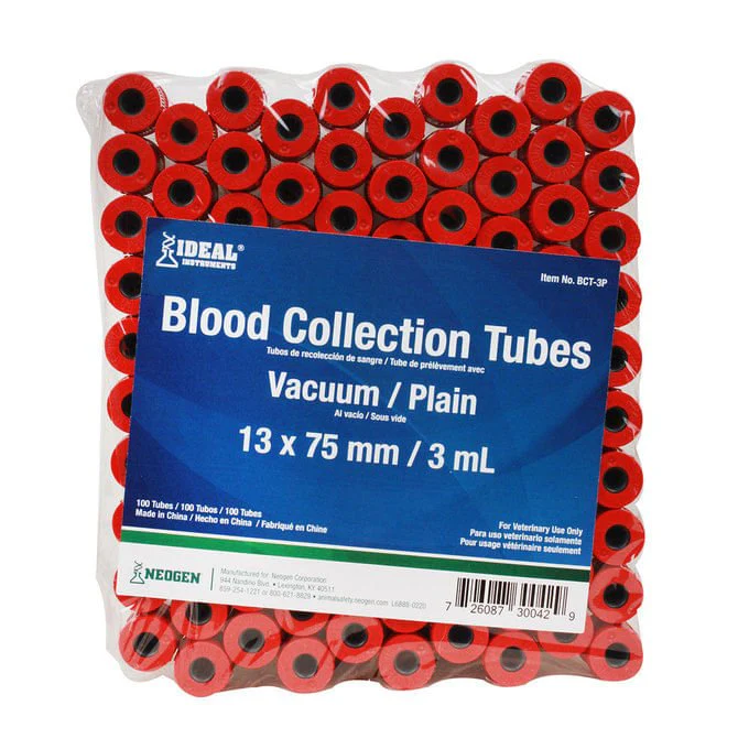 Ideal Blood Collection Vacuum Tubes, Red, 3 mL, 100 ct - Pet's Shop