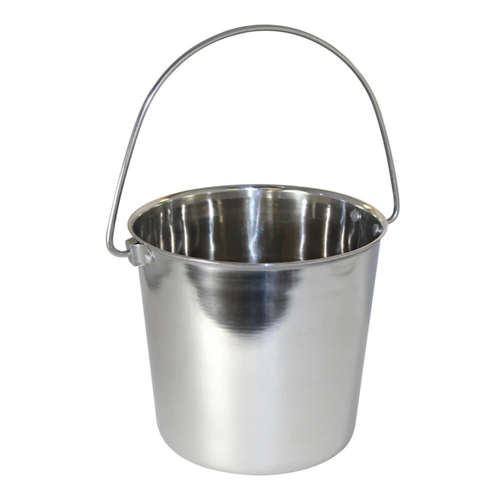 Stainless Steel Pail, Round with Rivets - Pet's Shop