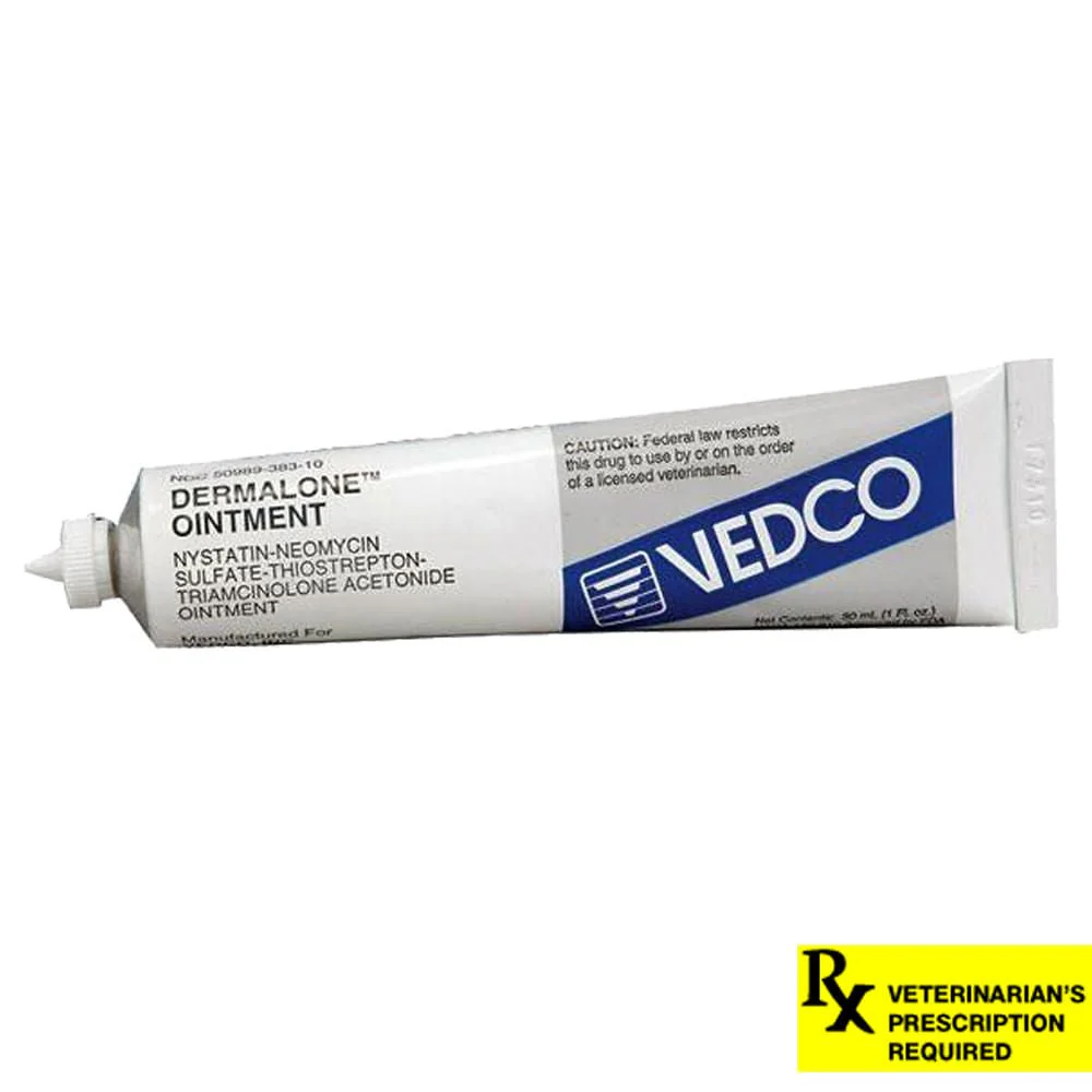 Rx Dermalone (nystatin-neomycin sulfate-thiostrepton-triamcinolone acetonide) Ointment for Cats & Dogs - Pet's Shop