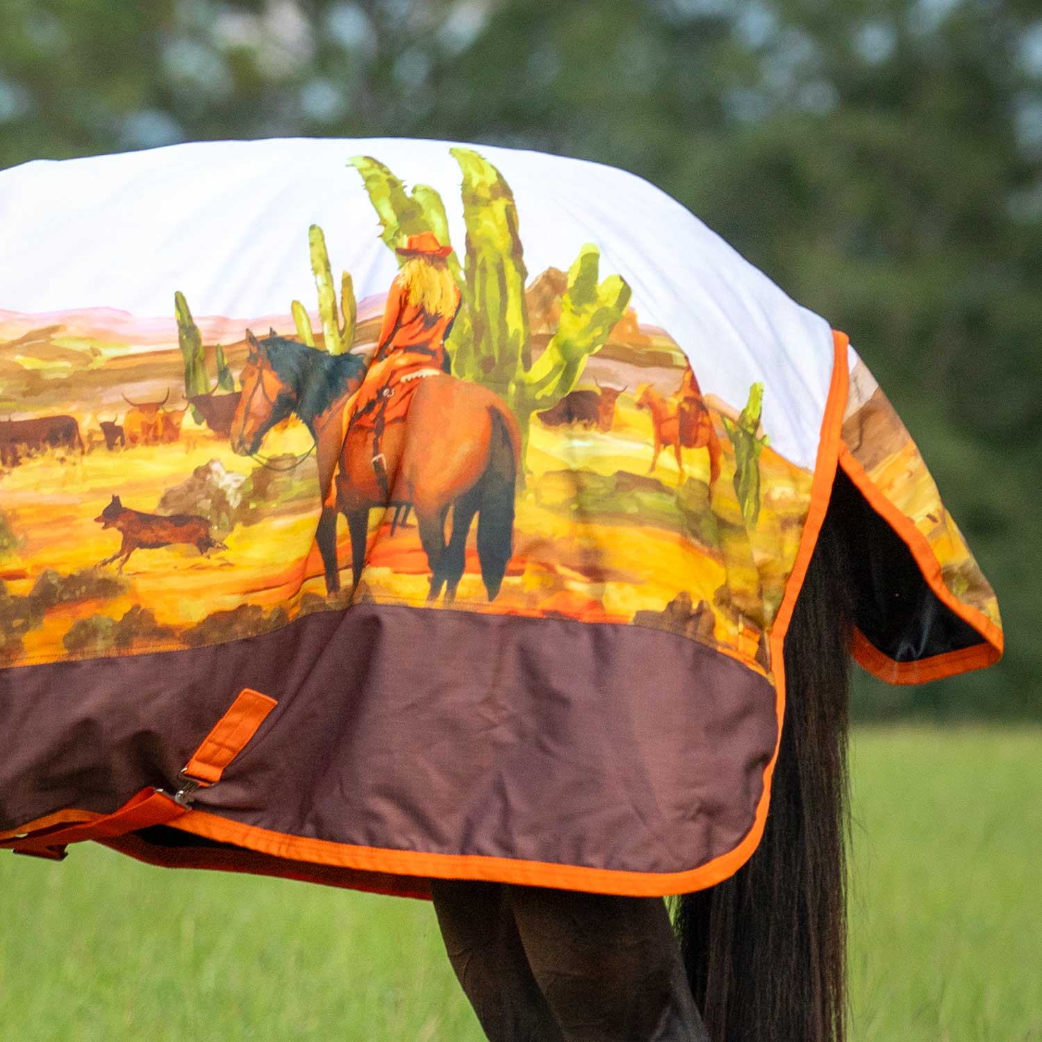 Expression 1200 Denier Standard Neck Turnout Sheet, 0 Gram, Cattle Drive - Pet's Shop