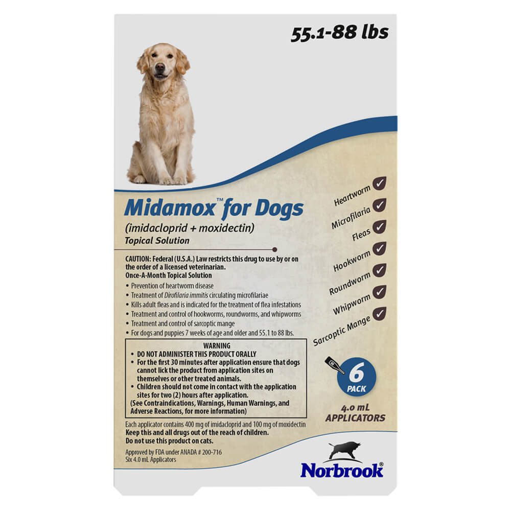 Midamox (imidacloprid + moxidectin) Once-A-Month Topical Solution for Dogs, 6 Pack - Pet's Shop