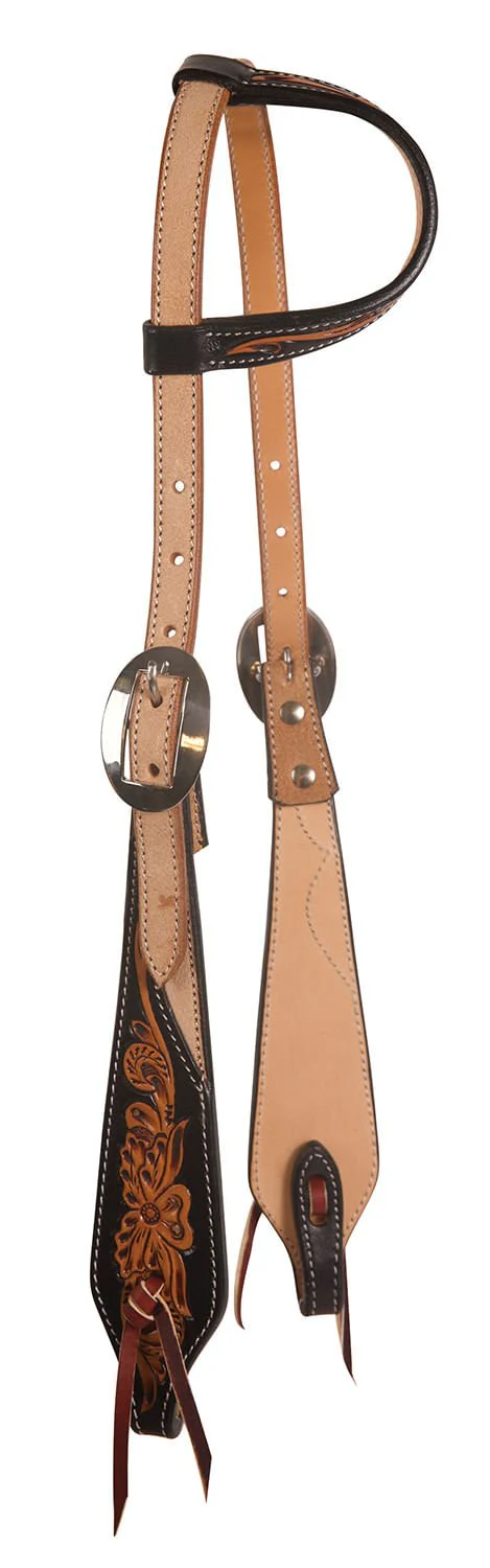 Professional's Choice Black Floral Roughout One Ear Headstall - Pet's Shop