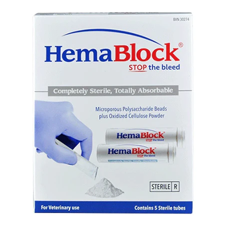 HemaBlock Hemostatic Powder, 2 gm Tube/Sachet, 5 pk - Pet's Shop