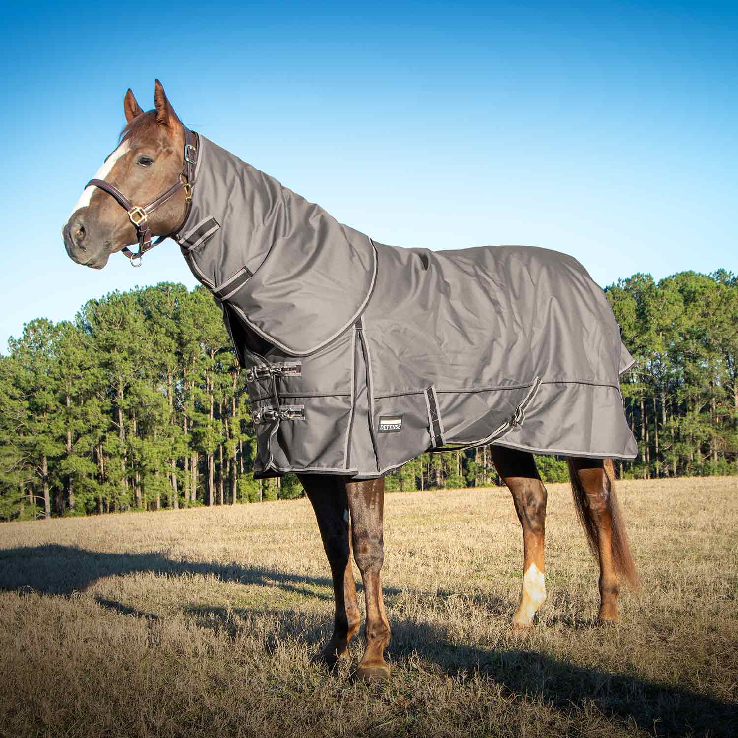 Poplar Head Defense 1680 Denier Turnout Blanket with Detachable Neck, 240 Gram, Plymouth Brown - Pet's Shop