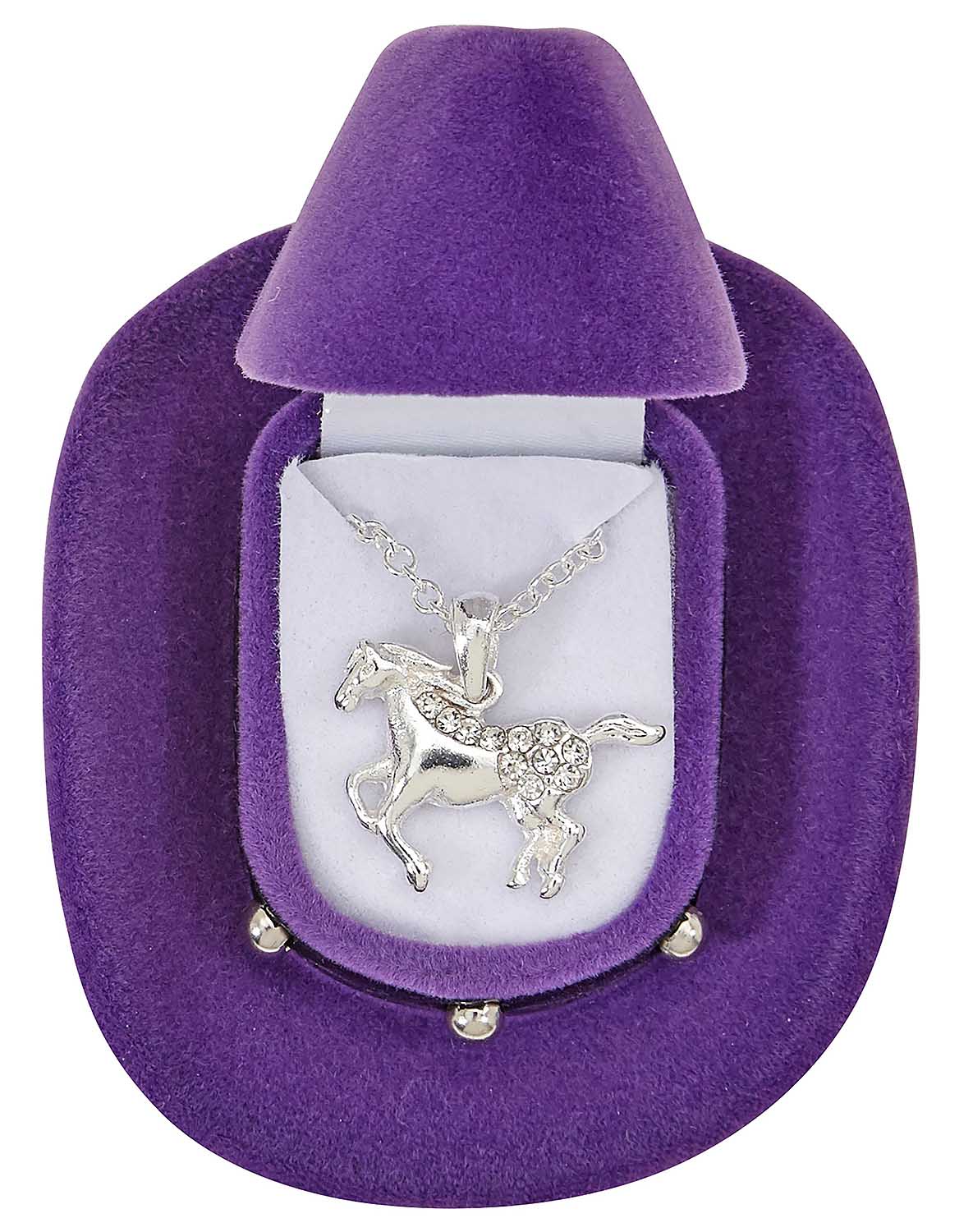 Galloping Horse Necklace with Cowboy Hat Gift Box - Pet's Shop