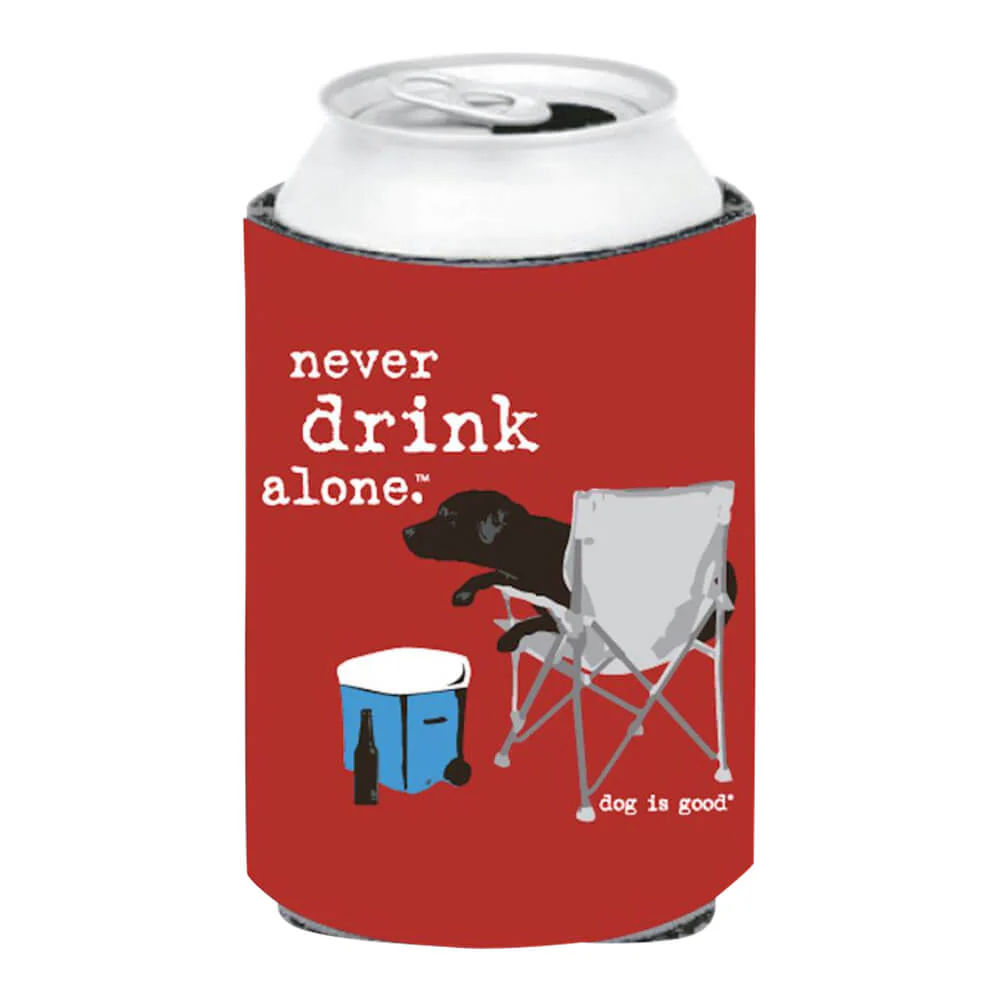 Dog is Good Can Koozie, Never Drink Alone, Red - Pet's Shop