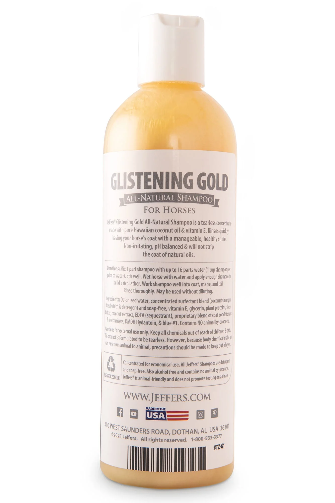 Equine Glistening Gold All-Natural Tearless Horse Shampoo with Pure Hawaiian Coconut Oil - Pet's Shop