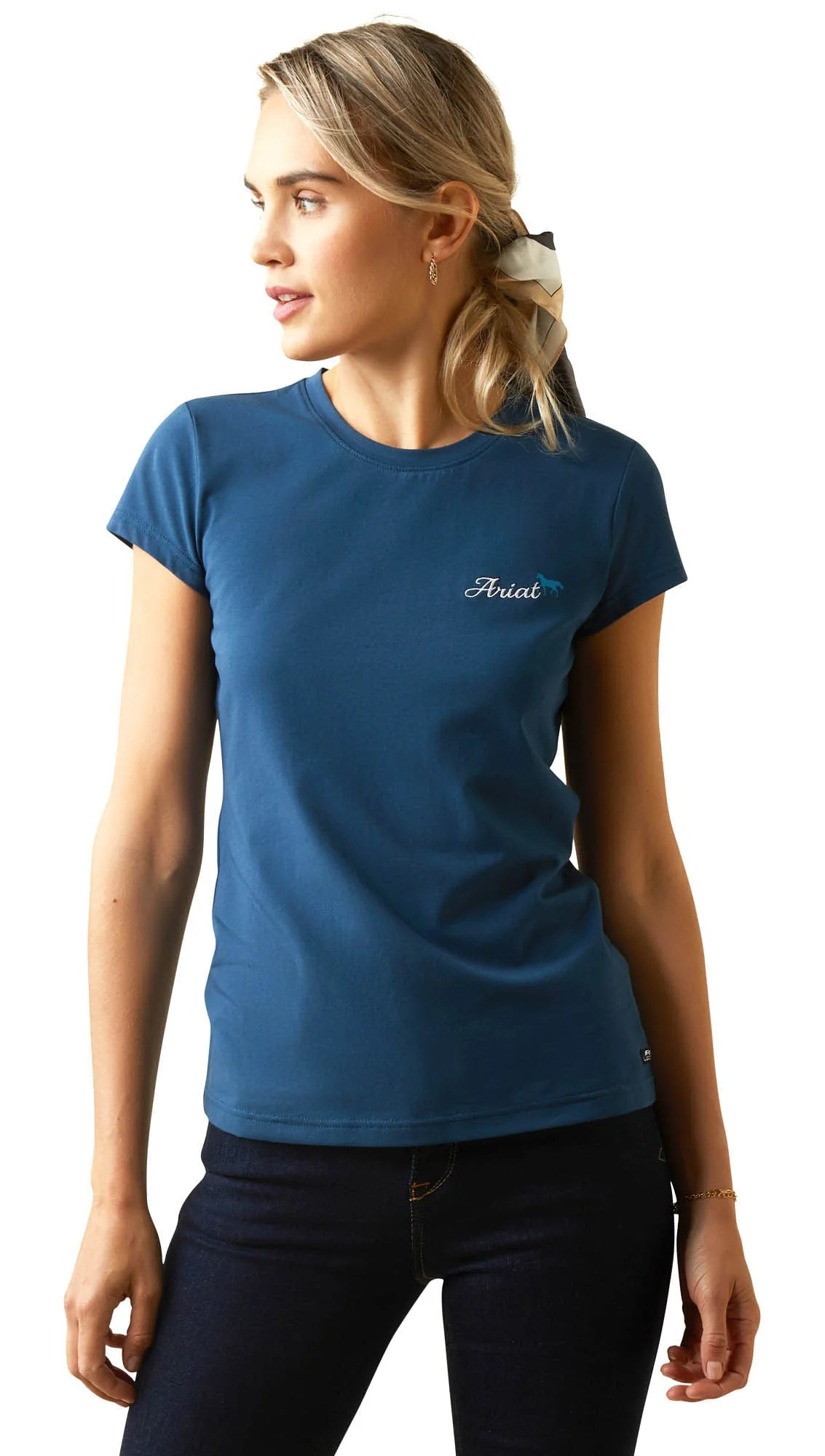 Ariat Women's Logo Script T-Shirt, Deep Petroleum - Pet's Shop
