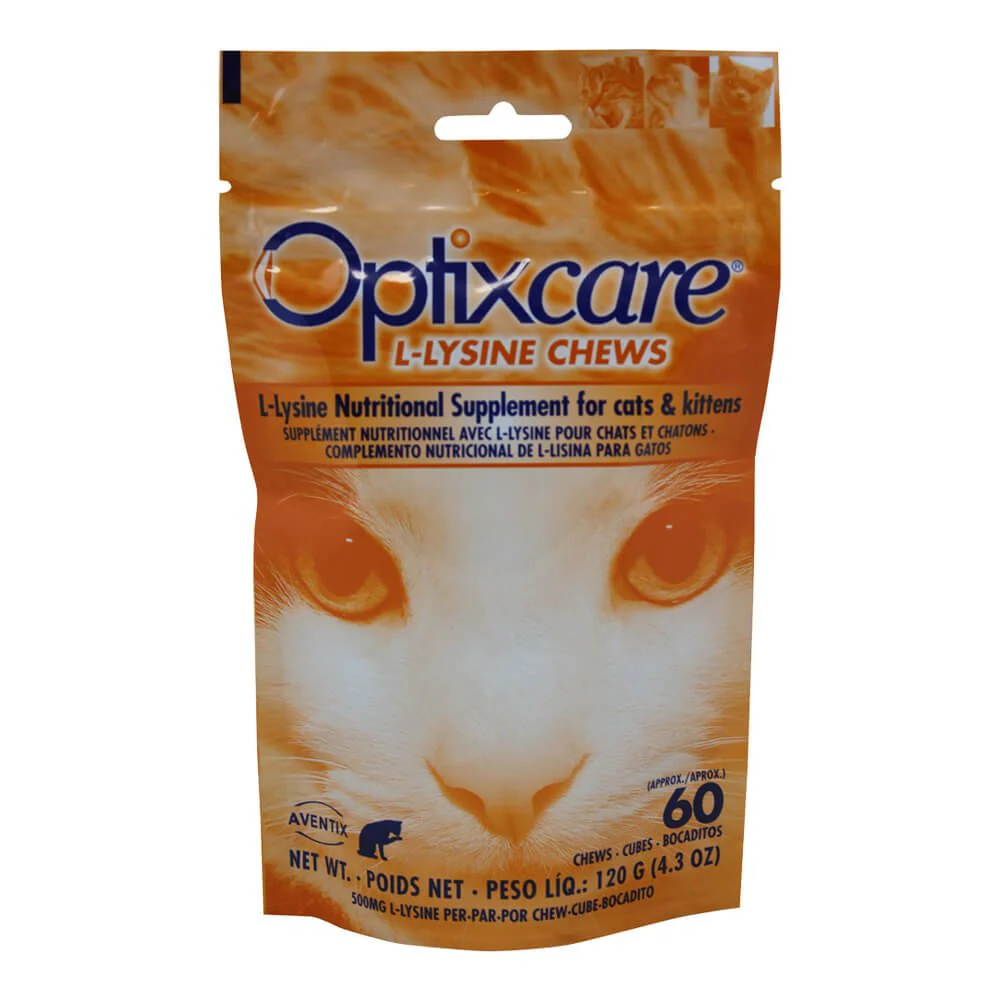 Optixcare L-Lysine Chews for Cats & Kittens, 60 Chews - Pet's Shop