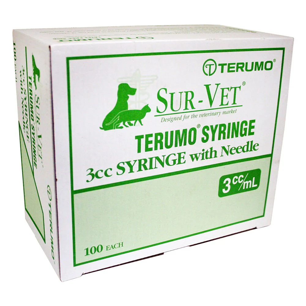 Terumo SUR-VET Luer Lock Syringe with Needle, 3 cc LL, 100 ct - Pet's Shop