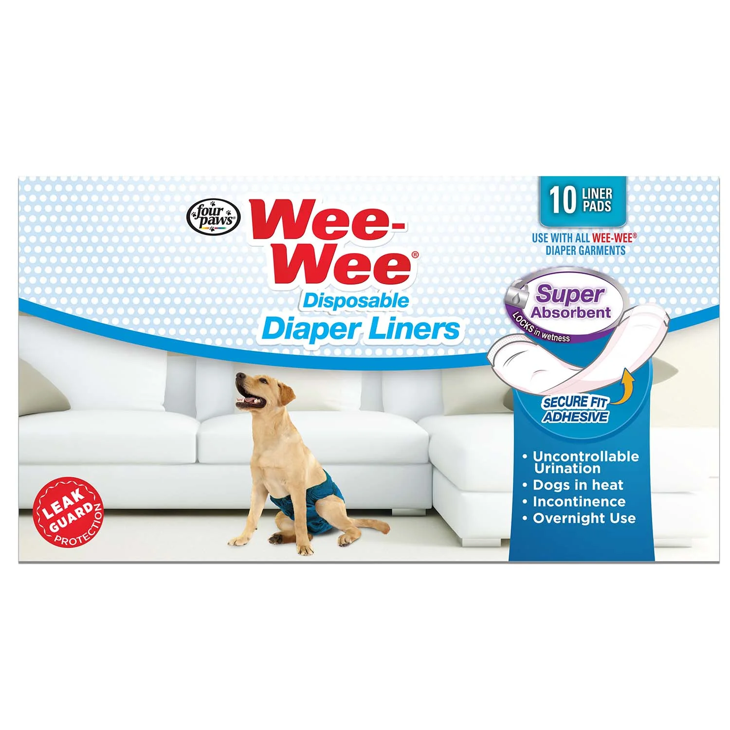 Wee-Wee Super Absorbent Disposable Dog Diaper Liners, 10 ct - Pet's Shop