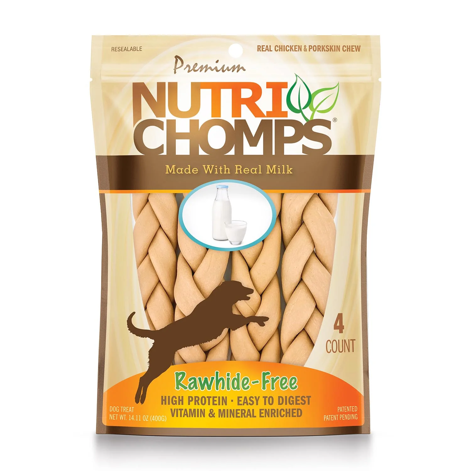 NutriChomps 4ct 9�� Milk Flavor Braid - Pet's Shop