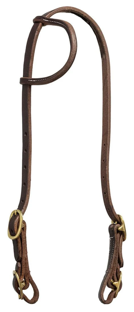 Poplar Head Saddlery Oiled Harness Leather One Ear Headstall with Easy-Change Buckle Ends - Pet's Shop