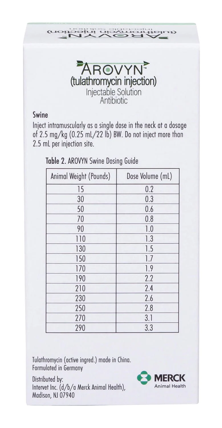 Rx Arovyn (tulathromycin) Injectable Solution for Swine & Cattle - Pet's Shop