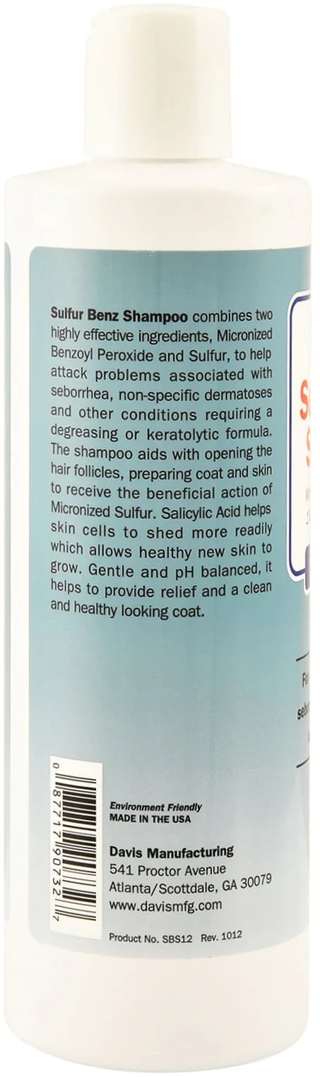 Davis Sulfur Benz (Benzoyl Peroxide) Shampoo - Pet's Shop