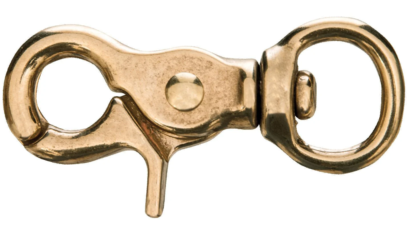 Solid Brass Trigger Snap w/ Round Swivel Eye, 5/8