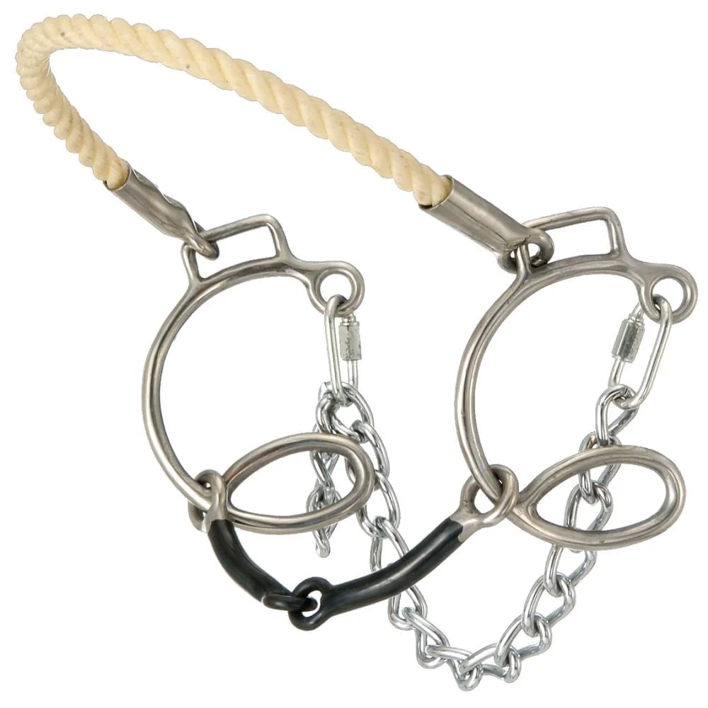 Tough1 Six Cheek Sweet Iron Snaffle with Rope Nose, 5 1/2