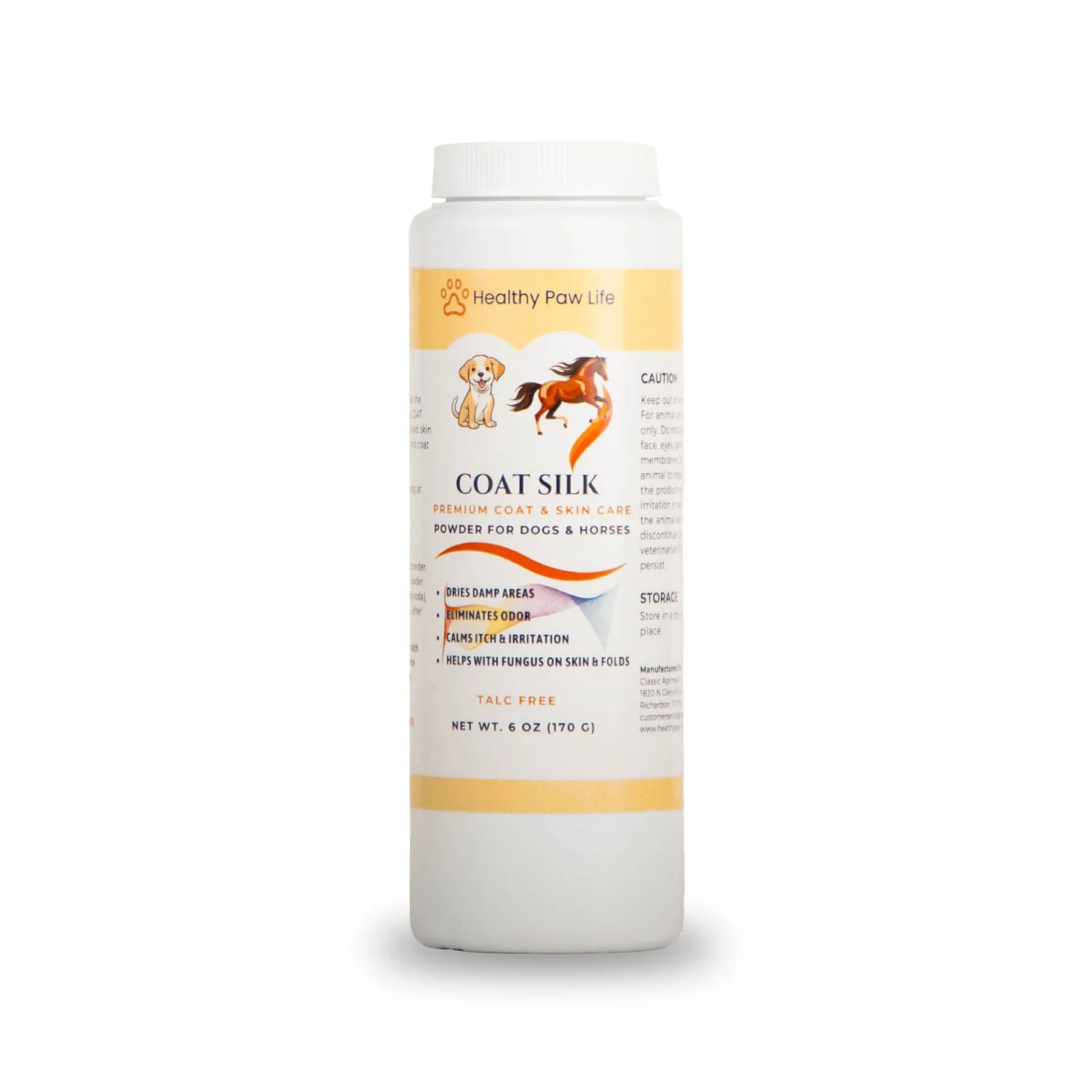 Healthy Paw Life's COAT SILK, Canine And Equine Dry Powder, 6 oz - Pet's Shop