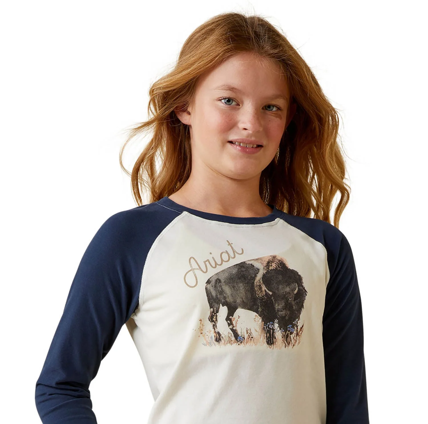 Ariat Girl's Painted Buffalo Raglan T-Shirt - Pet's Shop