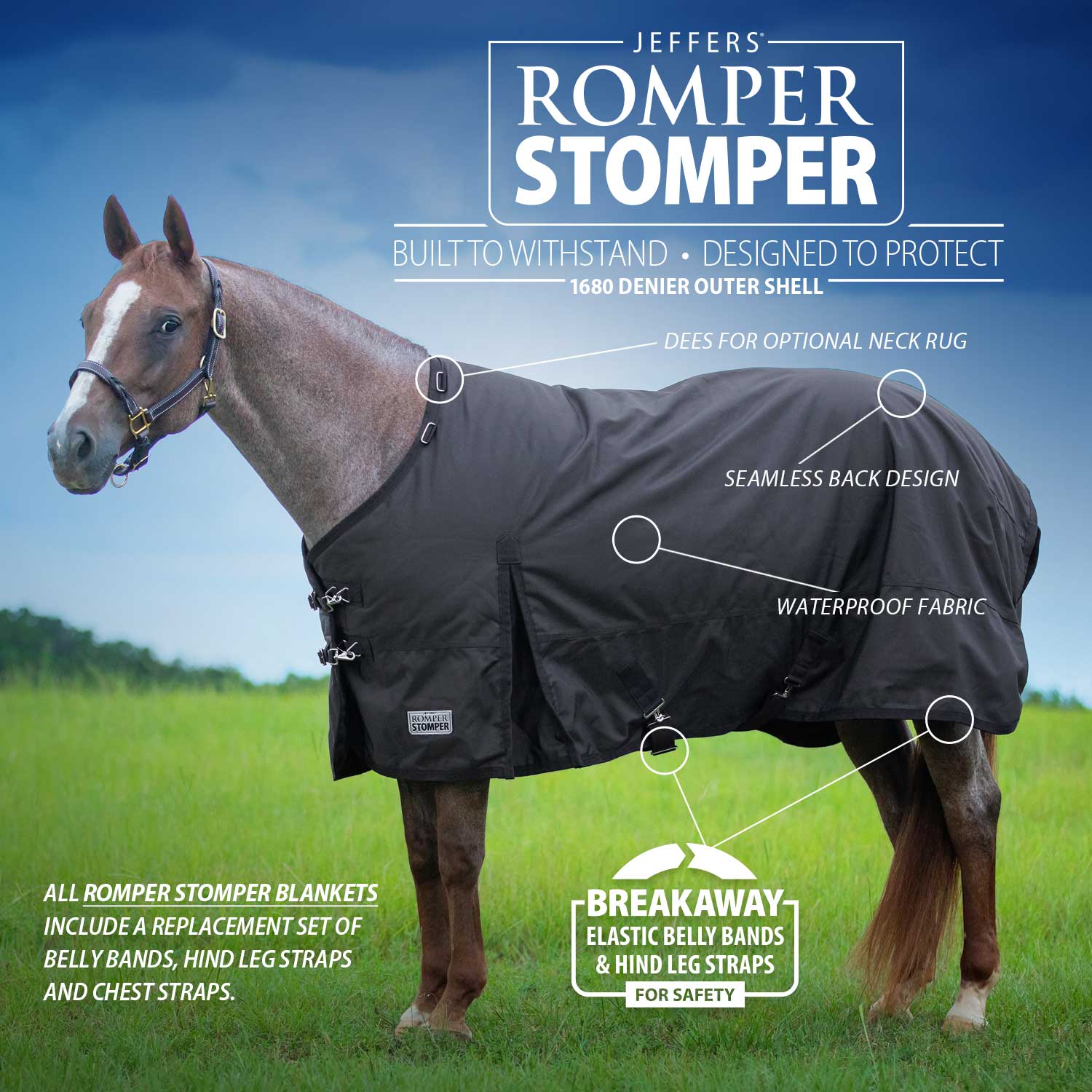 Romper Stomper Light Weight Horse Turnout Blanket,  1680D, 180g Fill, Brown - Pet's Shop