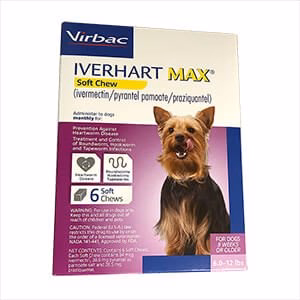 Rx Iverhart Max (ivermectin/pyrantel pamoate/praziquantel) Soft Chews, 6 Soft Chews - Pet's Shop