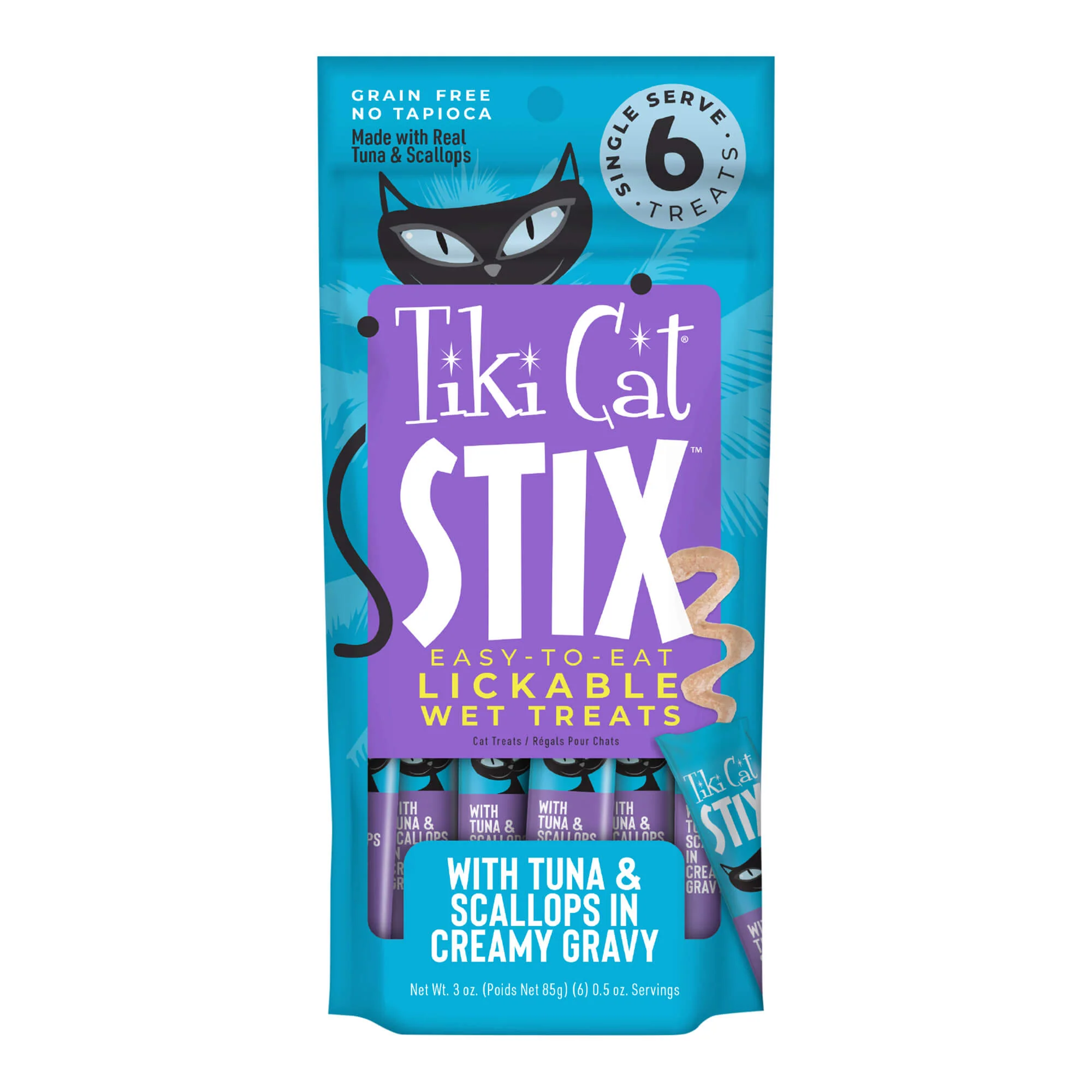 Tiki Cat Stix Wet Cat Treats, Tuna & Scallops, Case of 12 (6 ct) - Pet's Shop