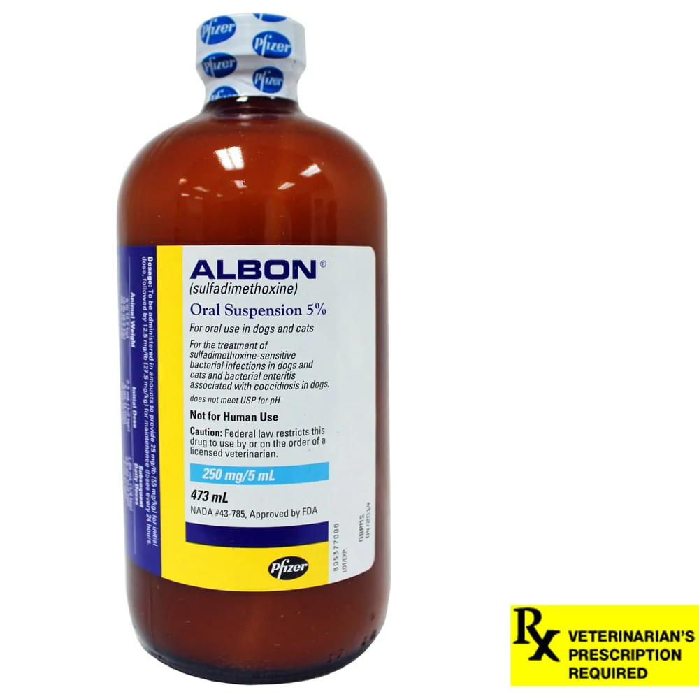Rx Albon 5% (sulfadimethoxine) Oral Suspension for Dogs & Cats - Pet's Shop