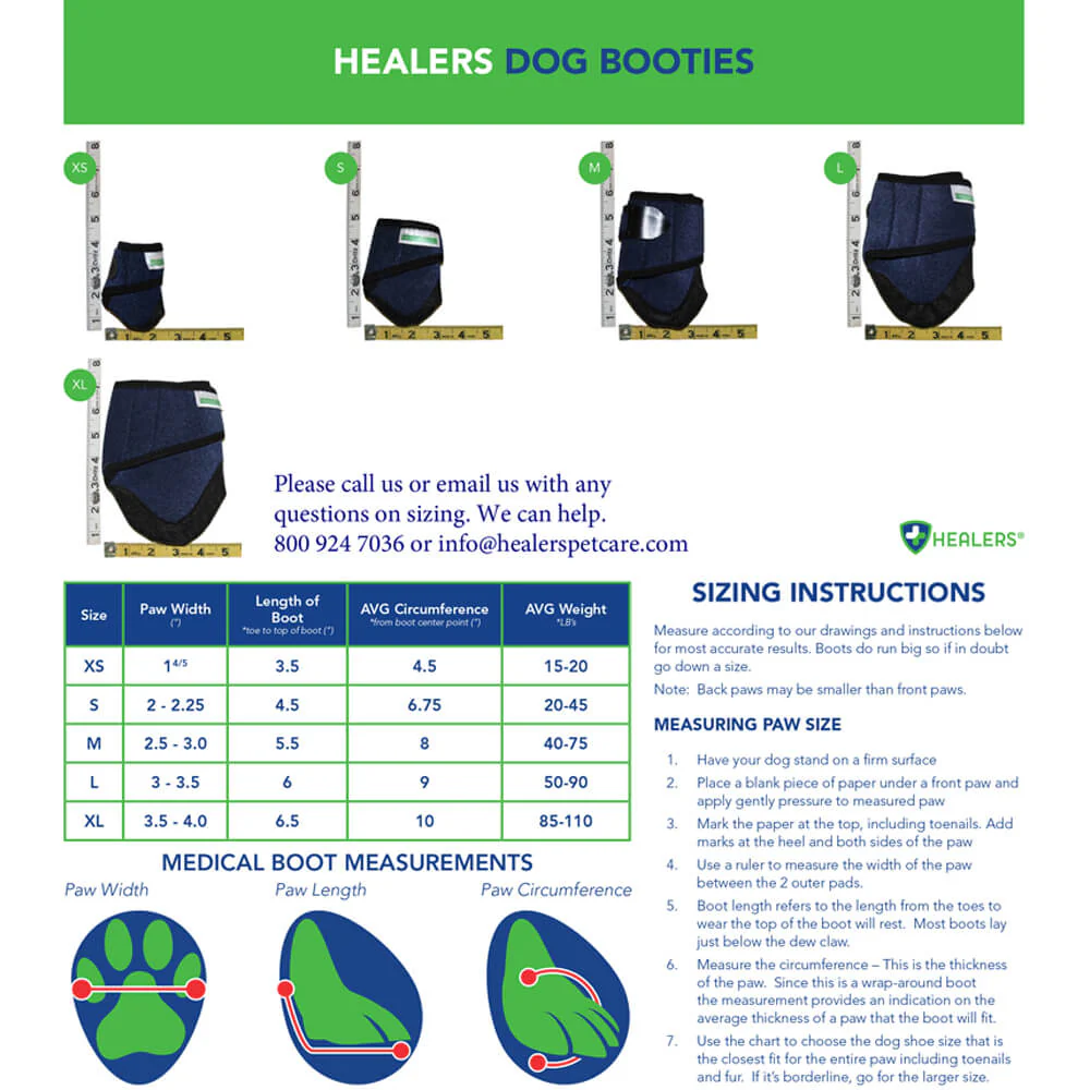 Healers Medical Dog Boots, Box Set of 2 boots & 2 Gauze Pads - Pet's Shop
