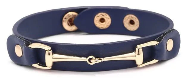 Vegan Leather Bracelet with Gold Tone Snaffle Bit - Pet's Shop