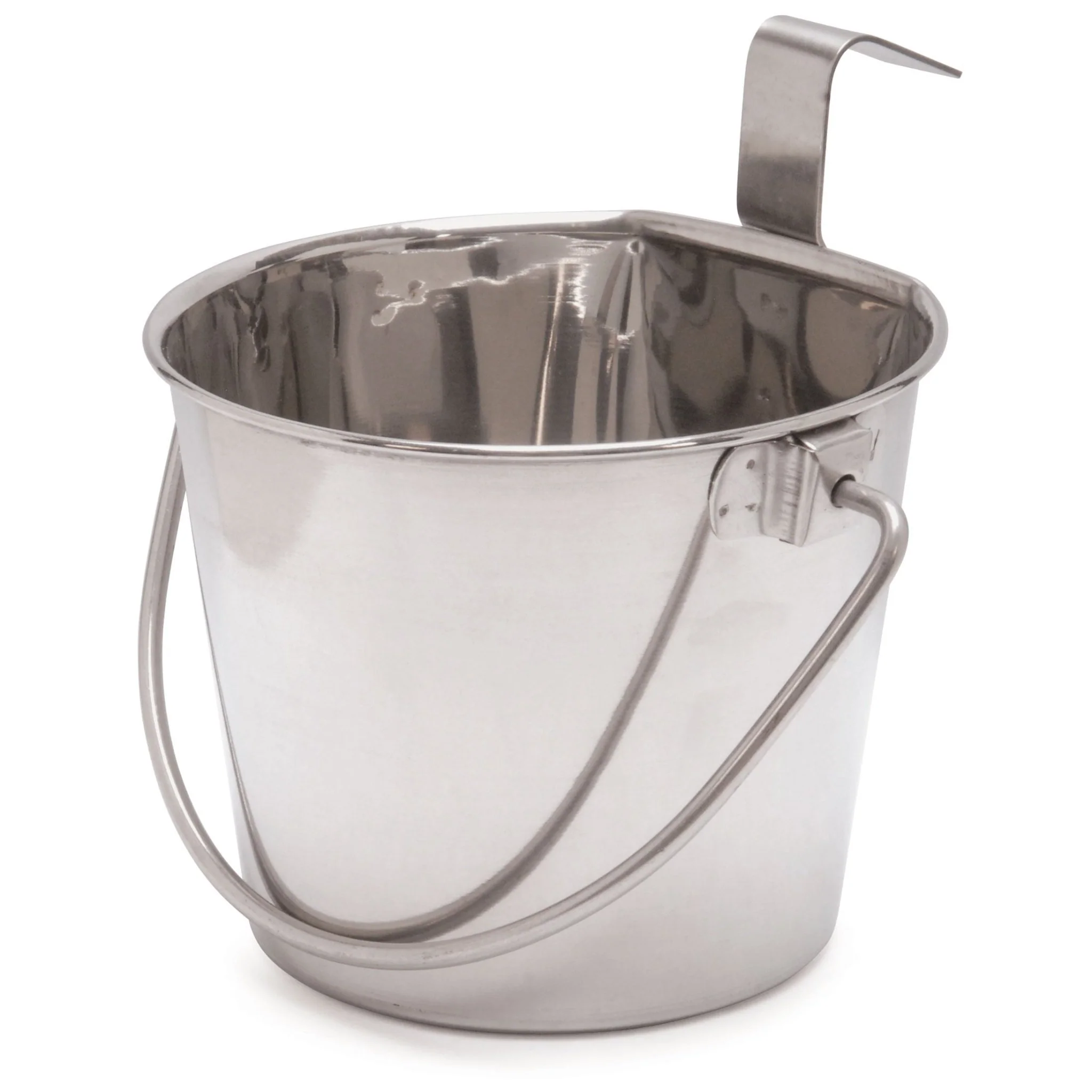 Flat-Sided Stainless Steel Pails with Hook & Handle - Pet's Shop