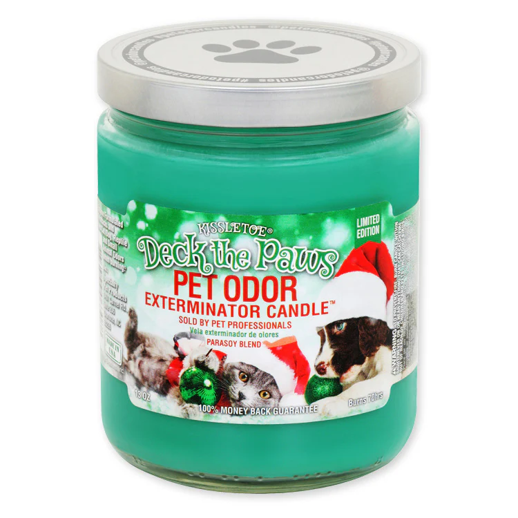 Pet Odor Exterminator Candle, Deck the Paws, 13 oz - Pet's Shop