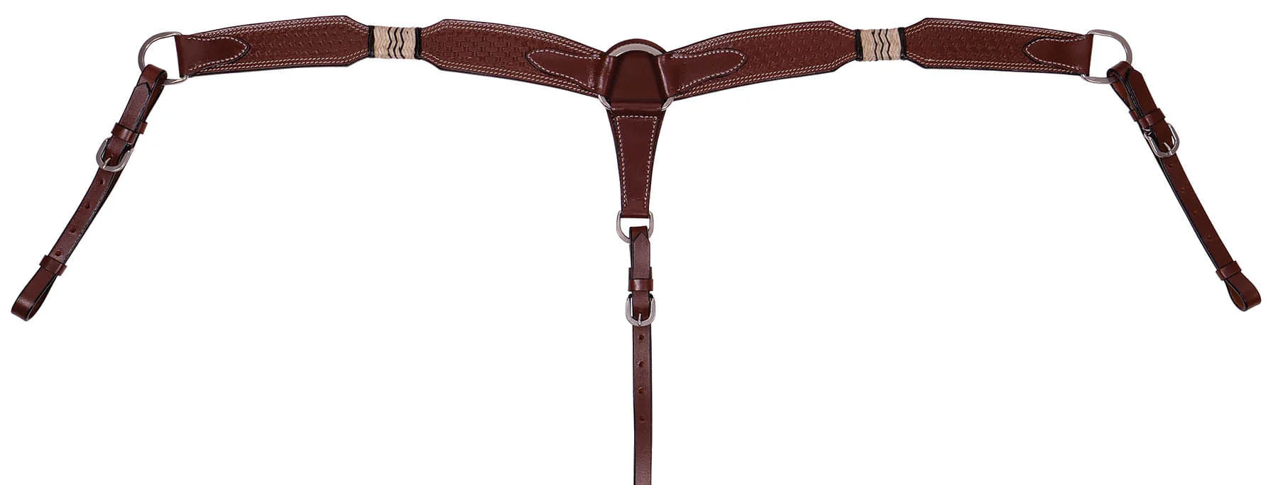 Buffalo Leather Rawhide & Basketweave Contoured Breast Collar - Pet's Shop