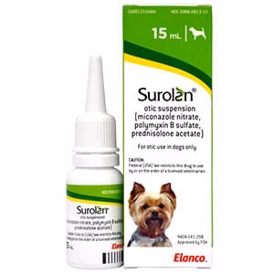 Rx Surolan Otic Suspension for Dogs, 15ml Bottle - Pet's Shop